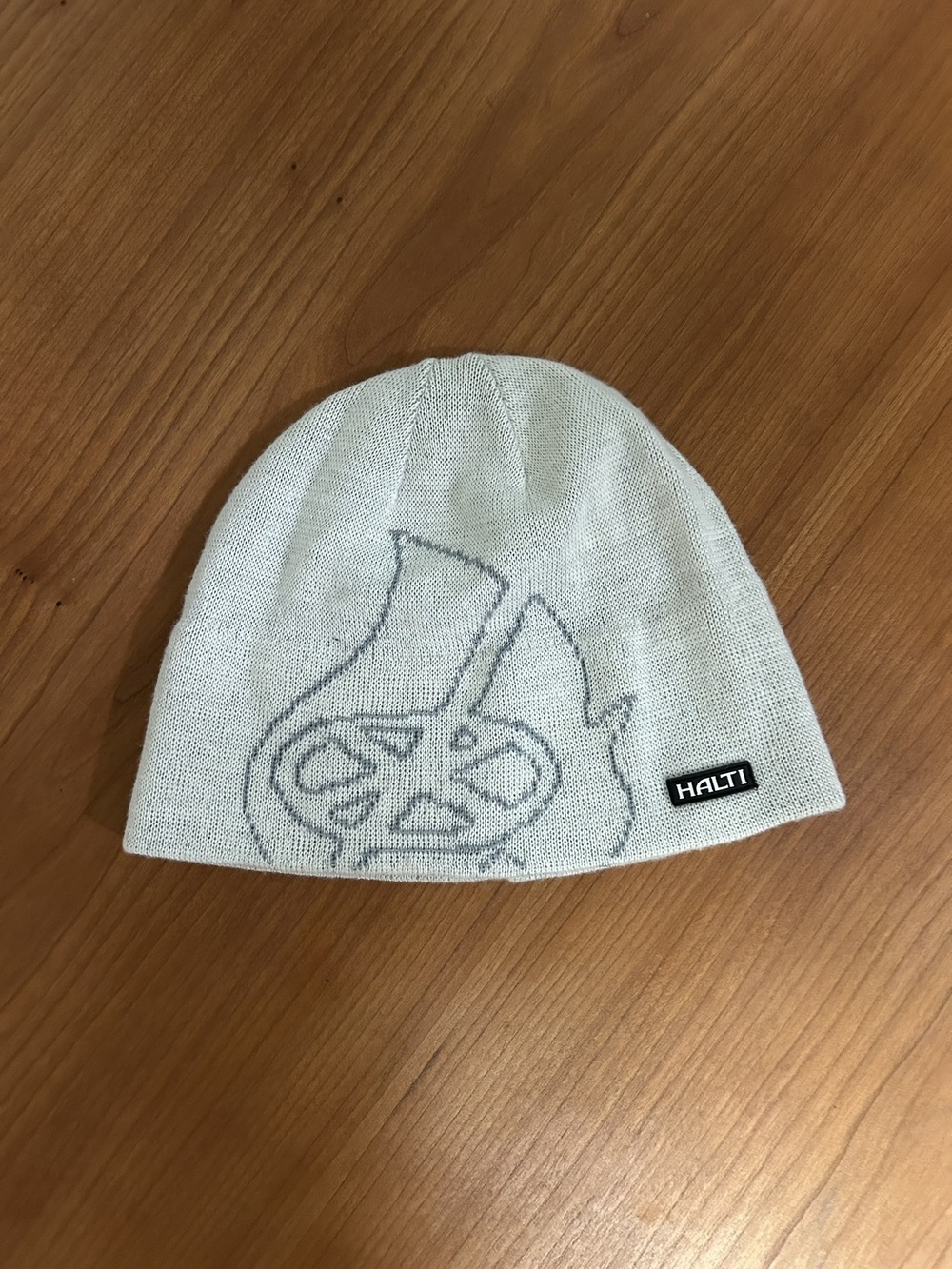 Halti Traviso II Ski Beanie Light Grey Graphic Knit Winter Toque